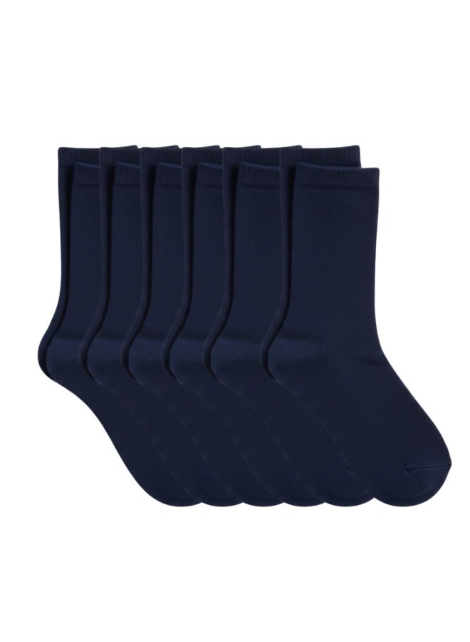 Pierre Donna Boys Long Socks Pack of 6 – Navy Blue | Soft Cotton Blend | Breathable & Stretch Comfort | School & Daily Wear | Age 7–9 Years - Image 1